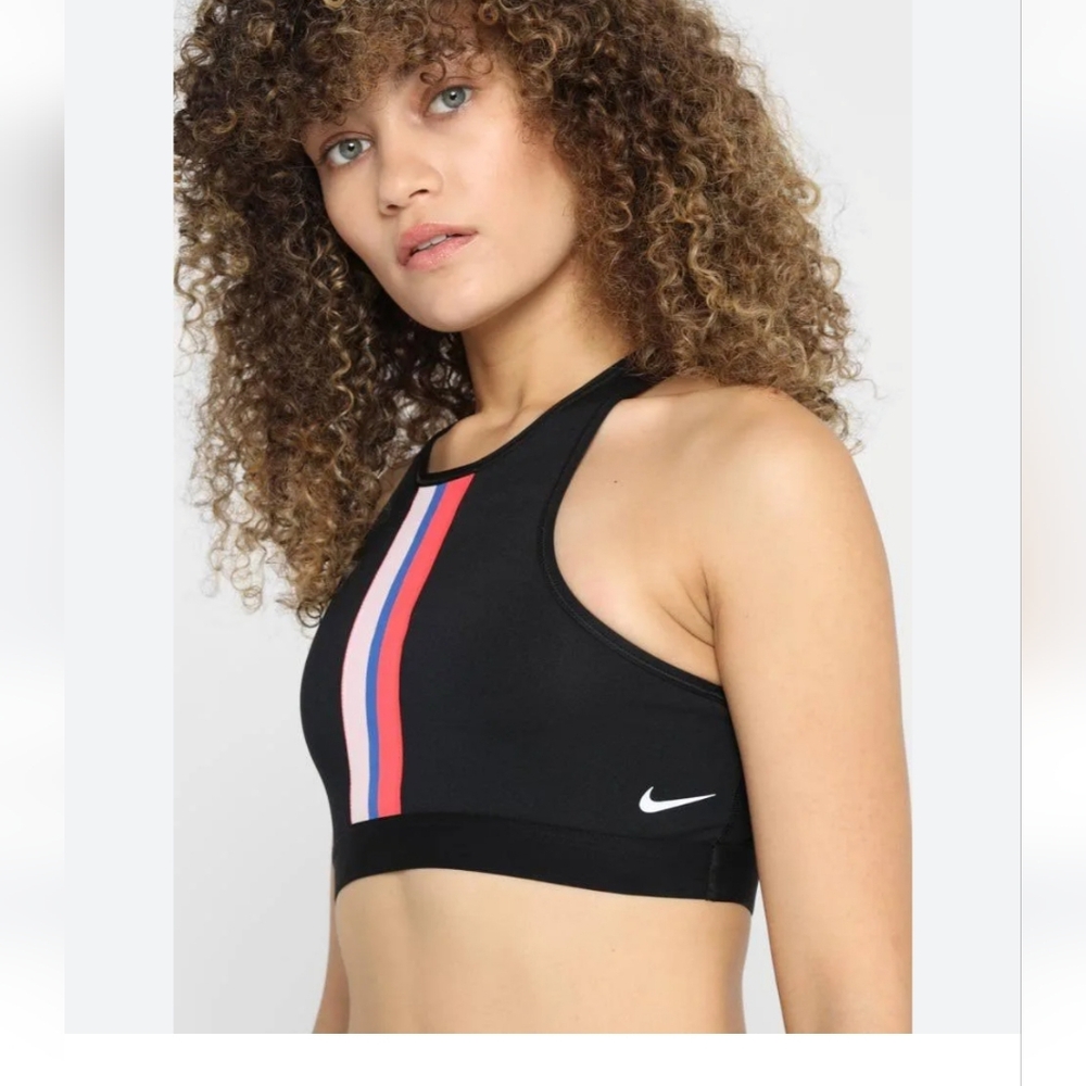 Nike Gym Elastic Sports Bra Women's Size Large Black Stripe